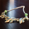 Collier 2 perles verte en verre de Murano