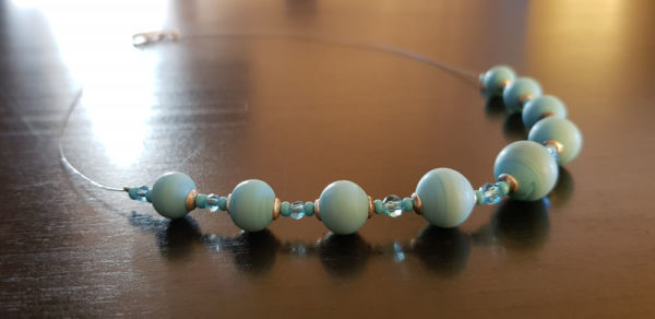 Collier 9 perle bleues turquoises depolies en murano