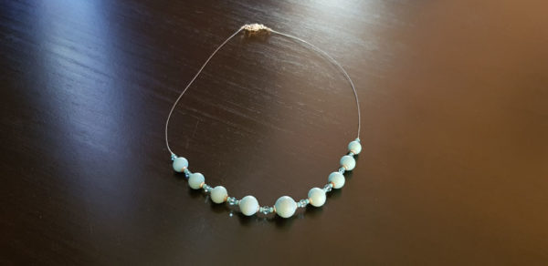 Collier 9 perle bleues turquoises depolies en murano