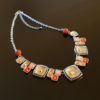 Collier fantaisie perles oranges depolies verre de Murano
