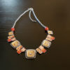 Collier fantaisie perles oranges depolies verre de Murano