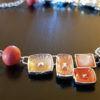 Collier fantaisie perles oranges depolies verre de Murano