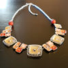 Collier fantaisie perles oranges depolies verre de Murano