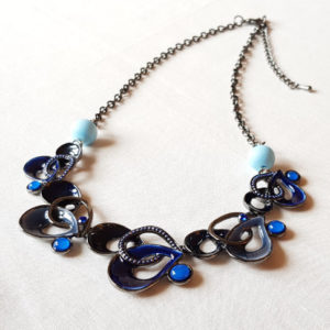 Collier fantaisie bleu perles en verre de Murano